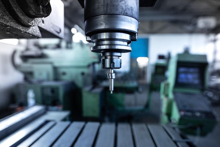 CNC machine spindle close-up