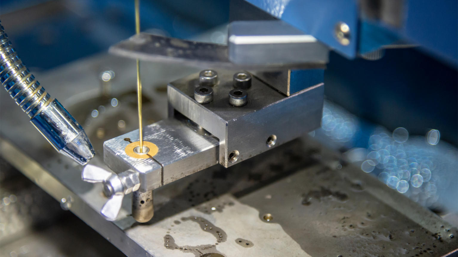 Wire EDM machine close-up